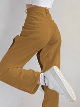 Pantalones rectos de cintura alta con patchwork de pana